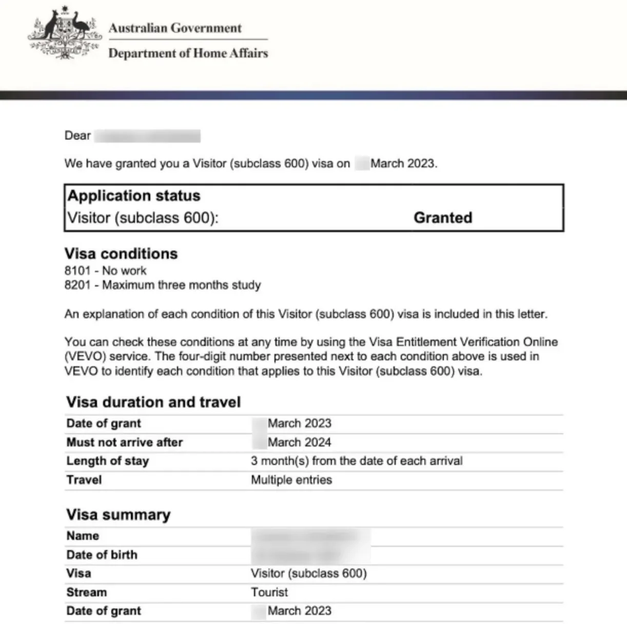 Australia Tourist Visa